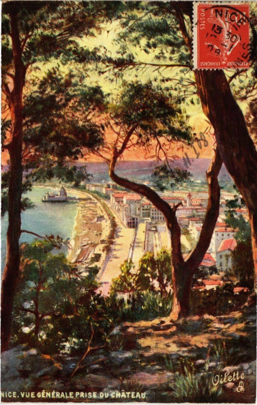 Carte postale ancienne Nice - Vue générale prise du Chateau à Nice