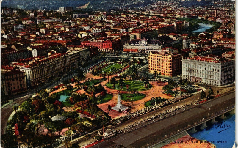 Carte postale ancienne Nice - Vue prise en Avion à Nice