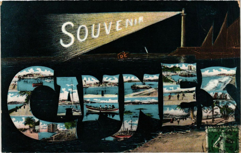 Carte postale ancienne Souvenir de Cannes à Cannes