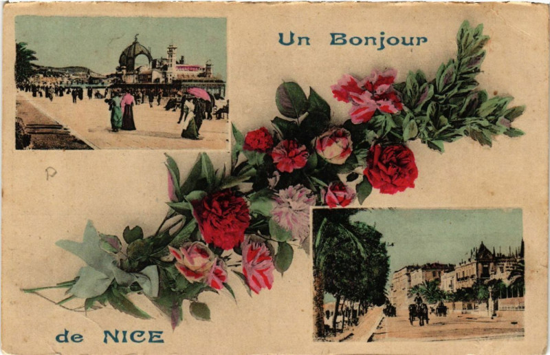 Carte postale ancienne Un Bonjour de Nice à Nice
