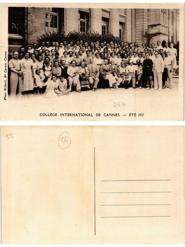 Carte postale ancienne College International de Cannes Ete 1937 à Cannes