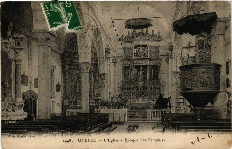 Carte postale ancienne Utelle L'Eglise - Epoque des Templiers à Utelle