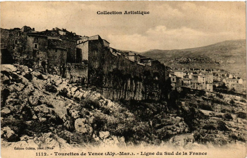 Carte postale ancienne Tourettes-de-Vence Ligne du Sud de la France à Vence