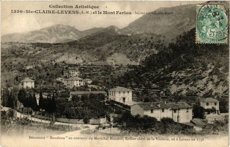 Carte postale ancienne Sainte-Claire-Levens et le Mont Ferion à Levens