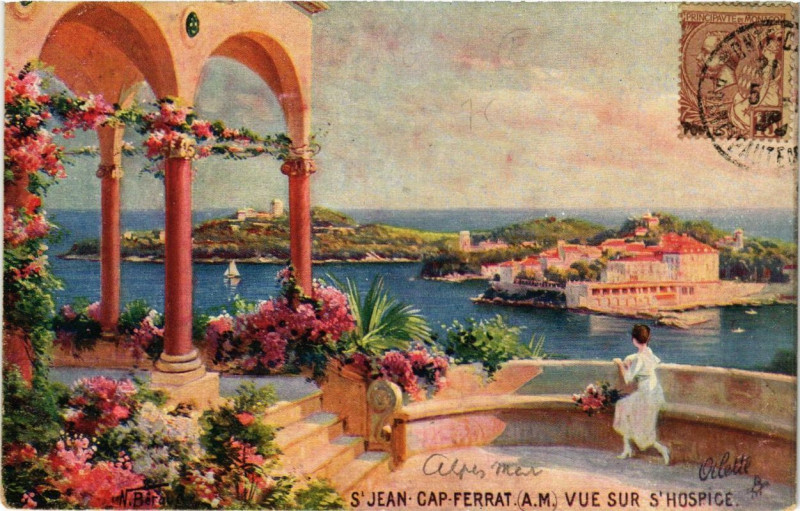 Carte postale ancienne Saint-Jean-Cap-Ferrat Vue sur S'Hopspice à Saint-Jean-Cap-Ferrat