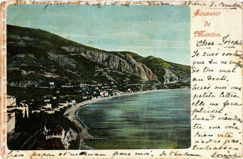 Carte postale ancienne Souvenir de Menton à Menton