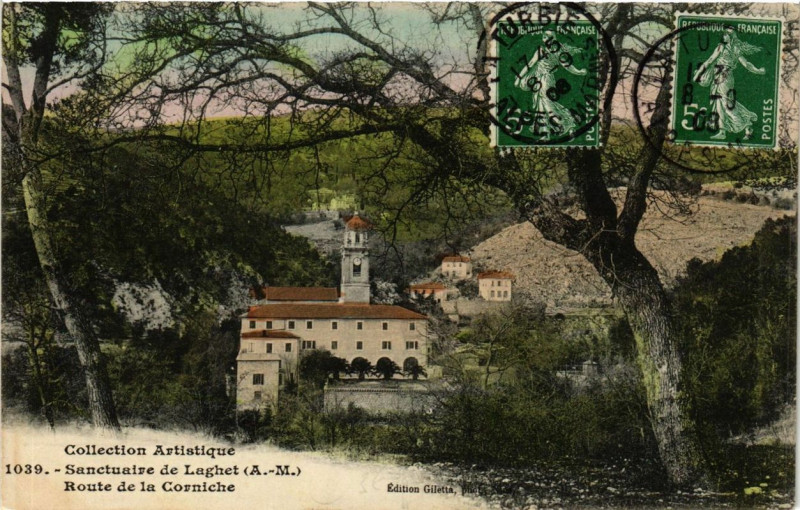Carte postale ancienne Sanctuaire de Laghet Route de la Corniche