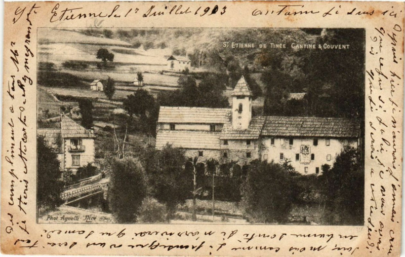 Carte postale ancienne Saint-Etienne-de-Tinee Cantine et Couvent