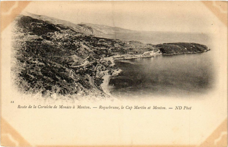 Carte postale ancienne Roquebrune le Cap Martin et Menton à Menton