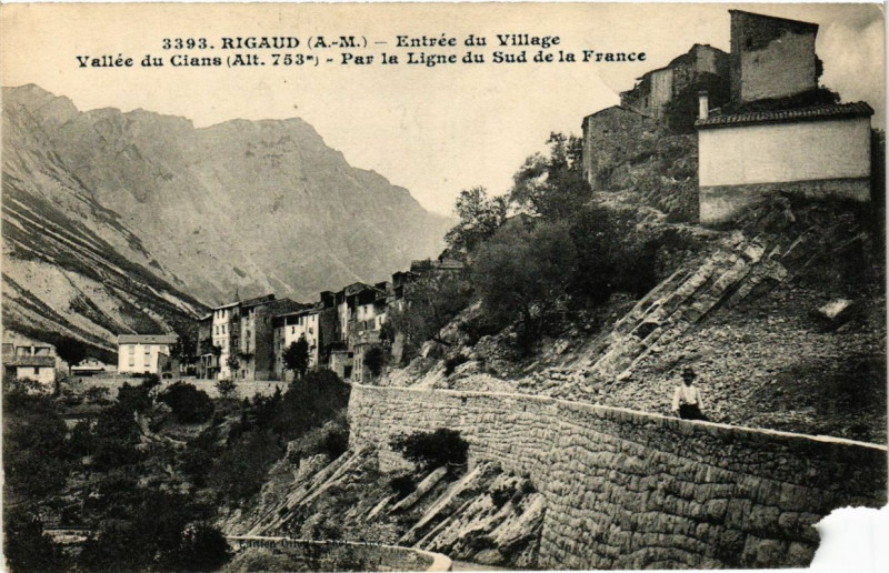 Carte postale ancienne Rigaud Entrée du Village, Valle du Cians à Rigaud