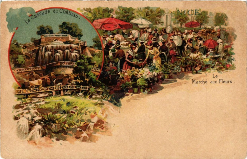 Carte postale ancienne Nice Le Marche aux Fleurs à Nice