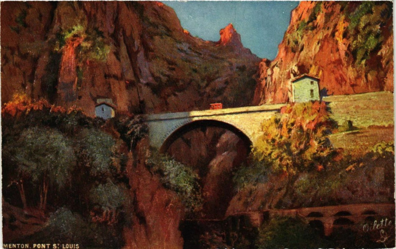 Carte postale ancienne Menton Pont Saint-Louis à Menton