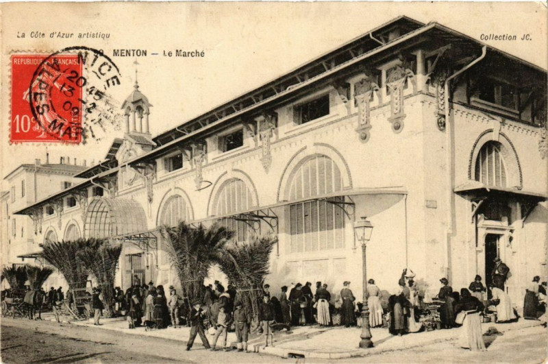 Carte postale ancienne Menton Le Marche à Menton