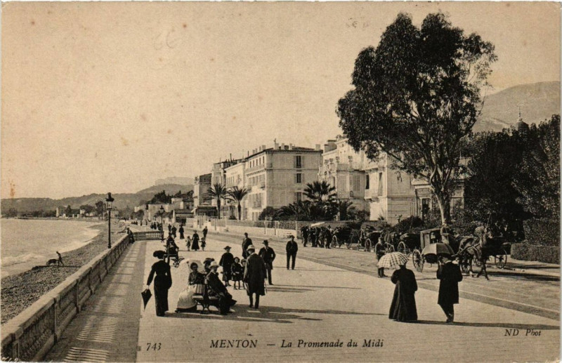 Carte postale ancienne Menton La Promenade du Midi à Menton