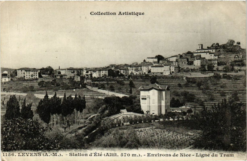 Carte postale ancienne Levens Ligne du Tram à Levens