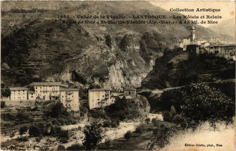 Carte postale ancienne Lantosque Les Hotels et Relais à Lantosque