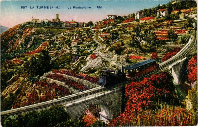 Carte postale ancienne La Turbie La Funiculaire à La Turbie