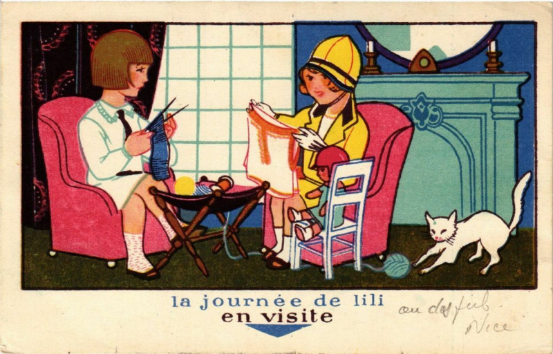 Carte postale ancienne La journee de lili en visite