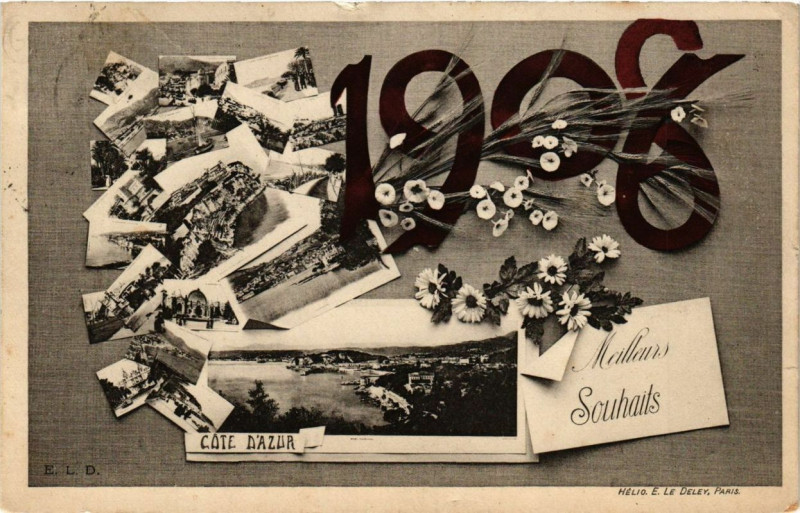 Carte postale ancienne 1908 Meilleures Souhaits