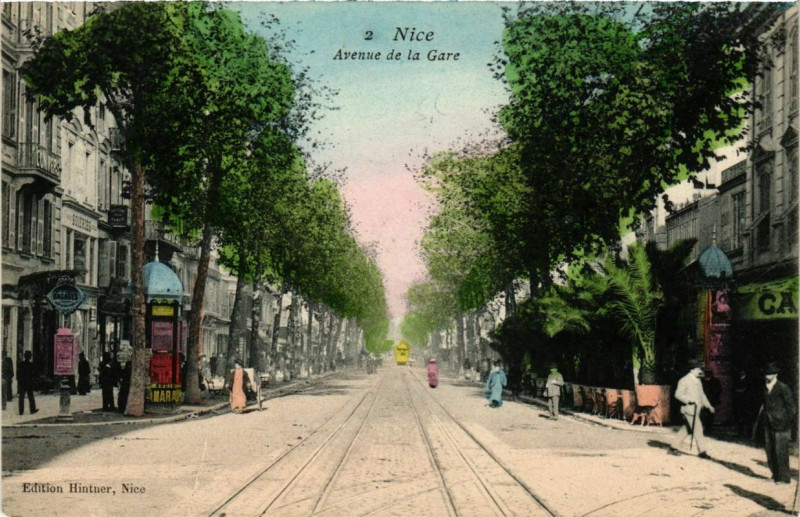 Carte postale ancienne Nice avenue de la gare à Nice