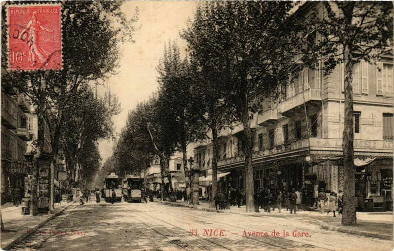 Carte postale ancienne Nice avenue de la gare à Nice