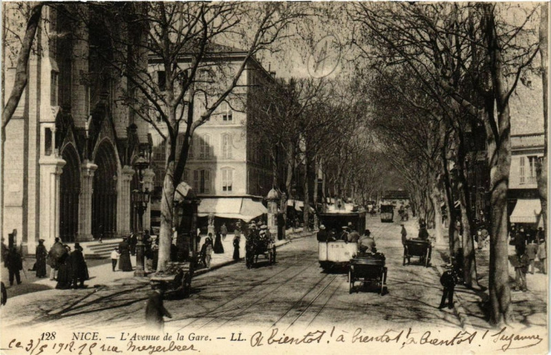 Carte postale ancienne Nice Avenue de la Gare à Nice