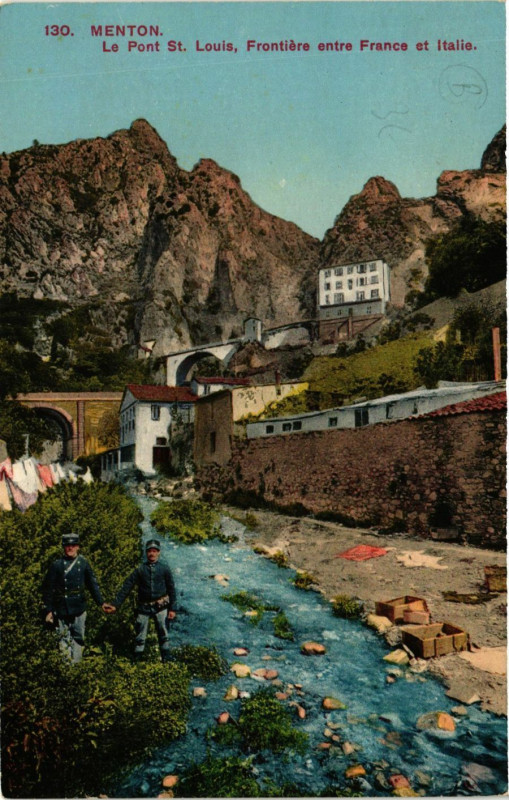 Carte postale ancienne Menton Le Pont St Louis à Menton