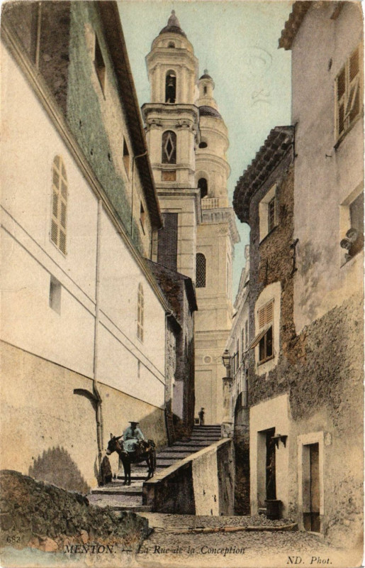 Carte postale ancienne Menton La rue de la Conception à Menton