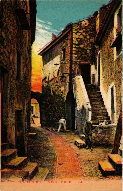 Carte postale ancienne La Turbie Vieille rue à La Turbie
