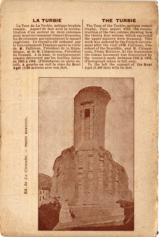 Carte postale ancienne La Turbie La Corniche à La Turbie