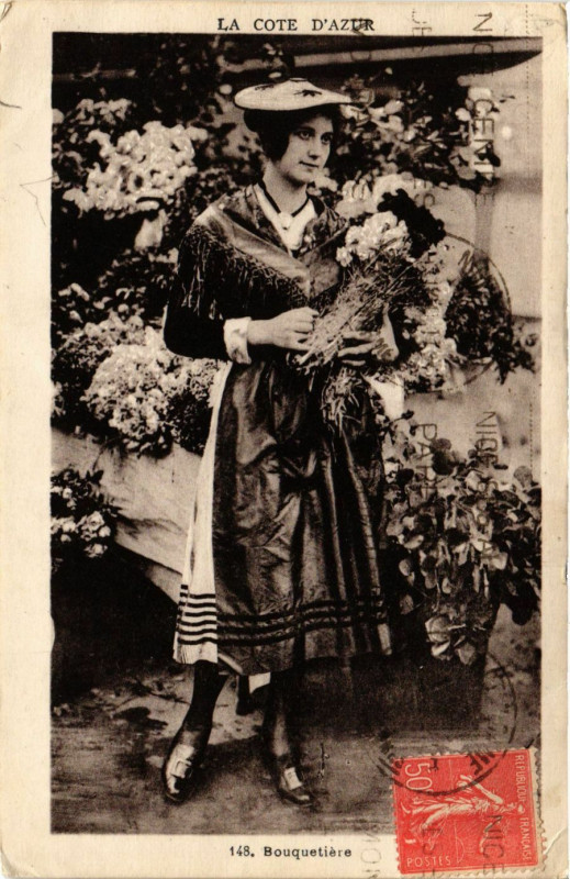 Carte postale ancienne La Cote d'Azur Bouquetiere