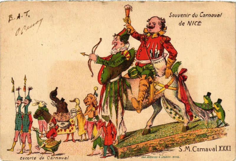 Carte postale ancienne Souvenir du Carnaval du Nice Xxxi Escorte de Carnaval à Nice