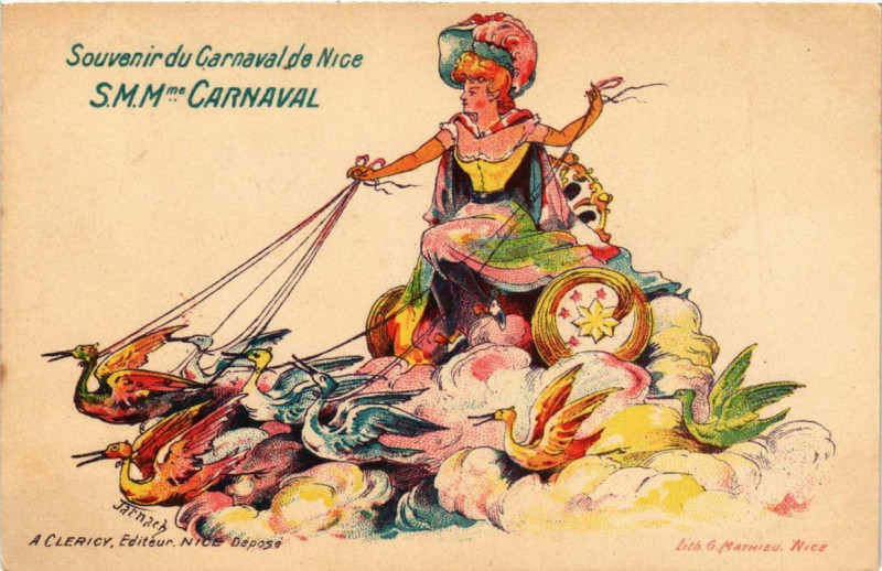 Carte postale ancienne Souvenir du Carnaval du Nice S.M.Mme Carnaval à Nice