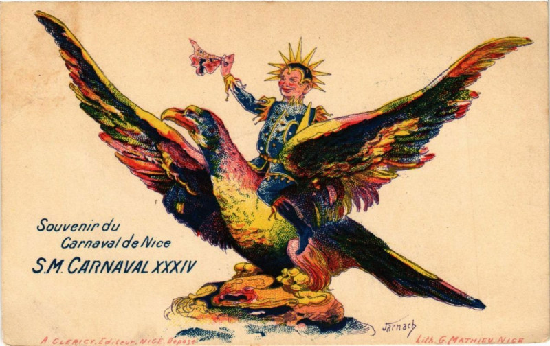 Carte postale ancienne Souvenir du Carnaval du Nice S.M. Carnaval Xxxiv à Nice