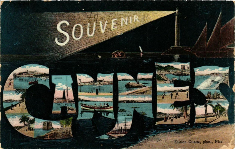 Carte postale ancienne Souvenir de Cannes à Cannes
