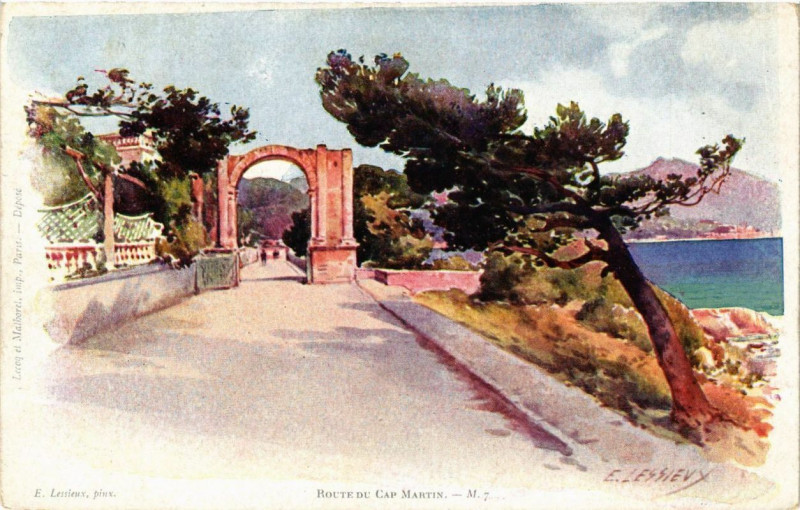 Carte postale ancienne Route du Cap Martin M. 7
