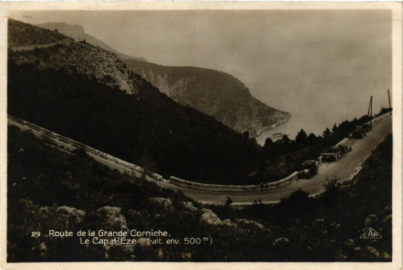 Carte postale ancienne Route de la Grande Corniche Le Cap d'Eze