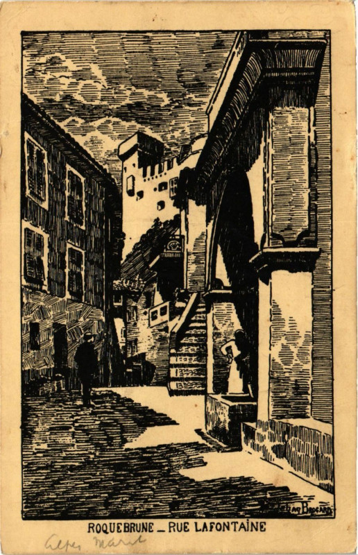 Carte postale ancienne Roquebrune Rue Lafontaine