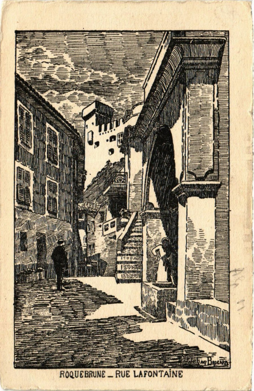 Carte postale ancienne Roquebrune Rue Lafontaine