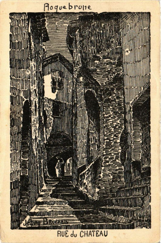 Carte postale ancienne Roquebrun Rue du Chateau