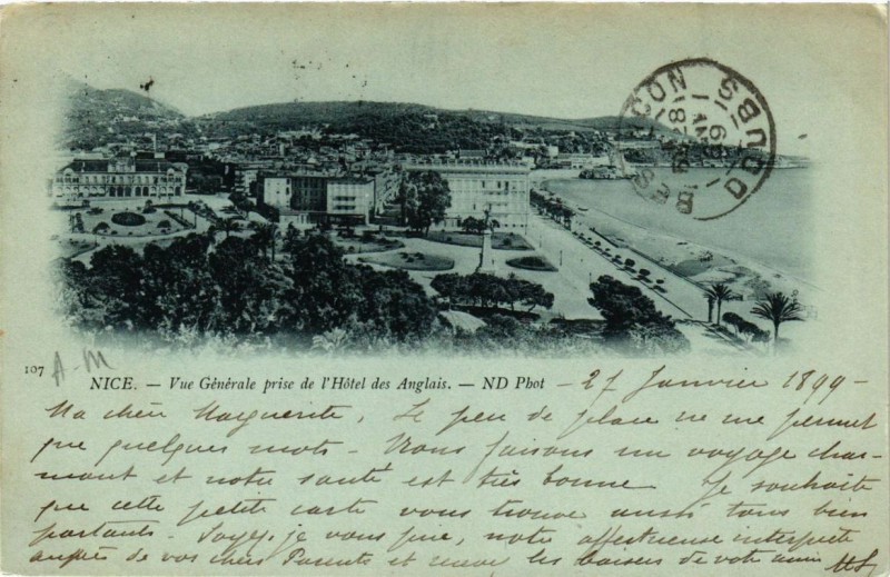 Carte postale ancienne Nice Vue générale prise de l'Hotel des Anglais à Nice