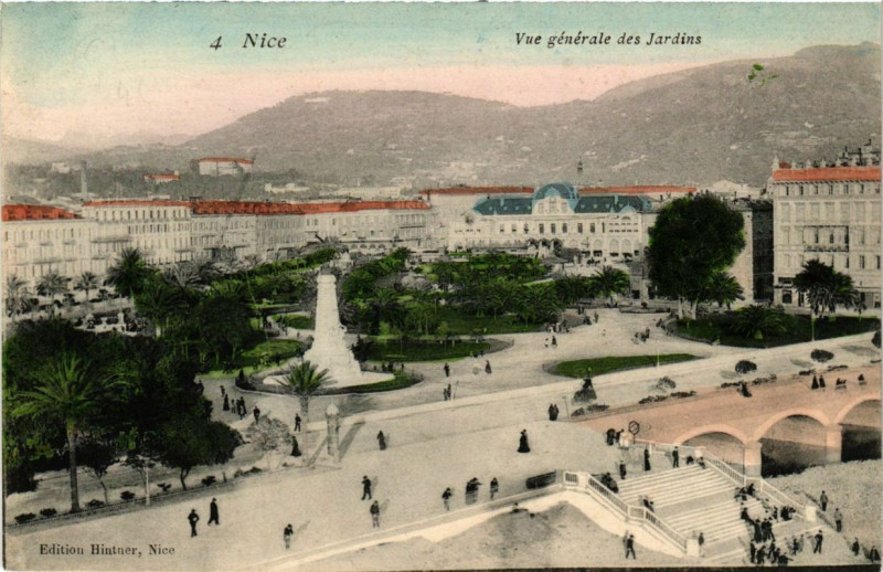 Carte postale ancienne Nice Vue générale des Jardins à Nice