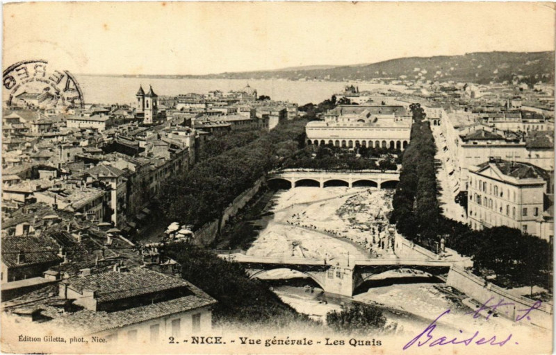 Carte postale ancienne Nice Vue générale - Les Quais à Nice