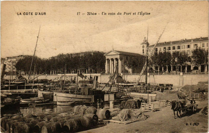 Carte postale ancienne Nice Un coin du Port et l'Eglise à Nice