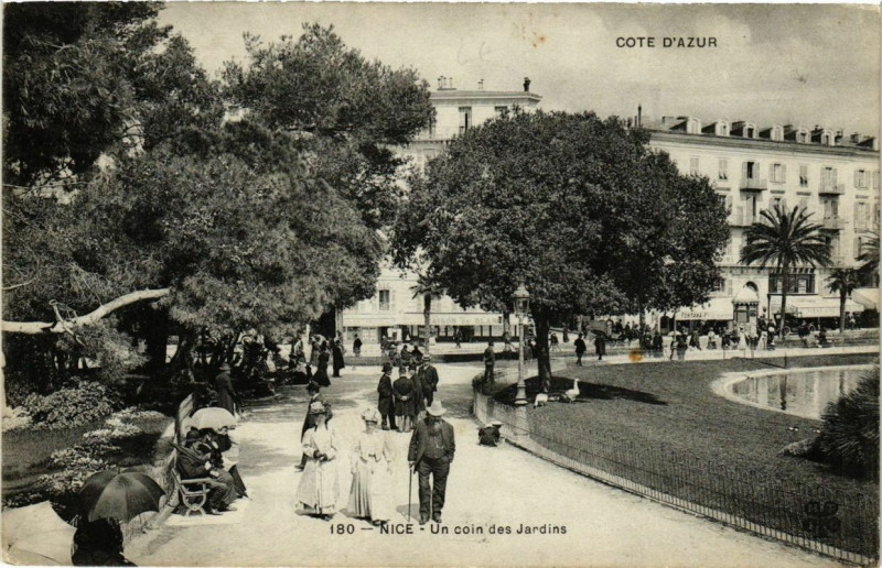 Carte postale ancienne Nice Un coin des Jardins à Nice