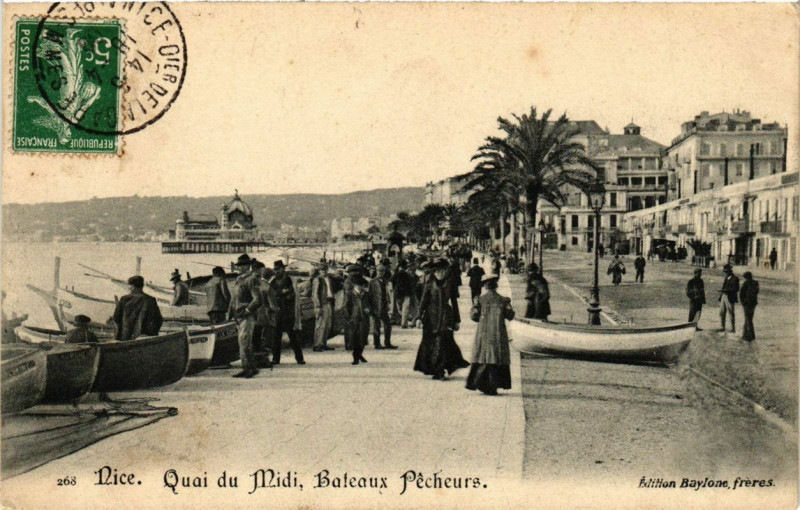 Carte postale ancienne Nice Quai du Midi, Bateaux Pecheurs à Nice