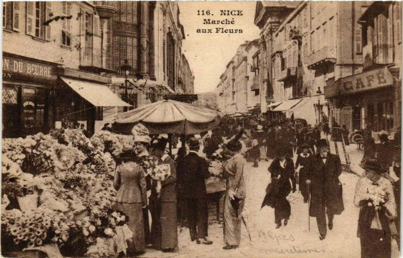 Carte postale ancienne Nice Marche aux Fleurs à Nice