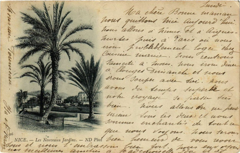 Carte postale ancienne Nice Les Nouveau Jardins à Nice