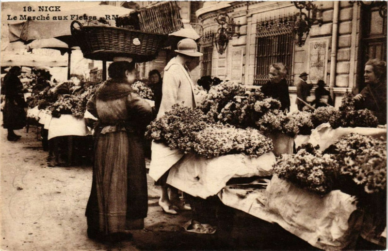 Carte postale ancienne Nice Le Marche aux Fleurs à Nice
