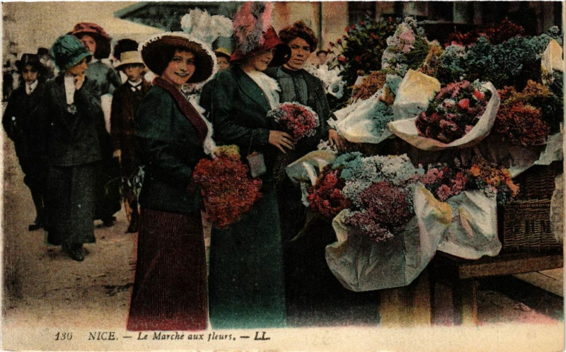 Carte postale ancienne Nice Le Marche aux Fleurs à Nice